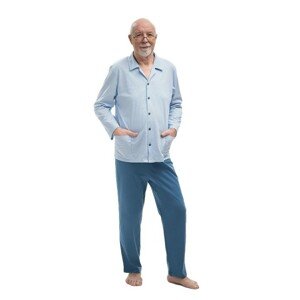 Martel Antoni 403 Rozepínané Pánské pyžamo, XXL, Bílá-Modrá