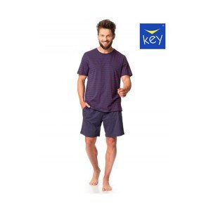 Key MNS 325 A24 3XL-4XL Pánské pyžamo, 4XL, modrá-paski