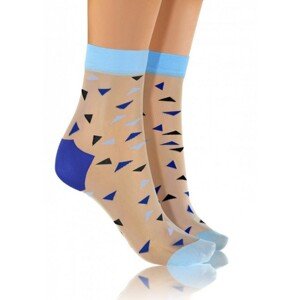 Sesto Senso Fashion Nylon trojúhelníky bílé/modré Dámské ponožky, UNI, Více barevná