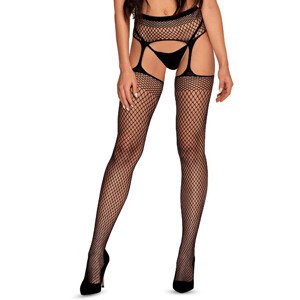 Hravé punčochy S815 garter stockings - Obsessive S/M/L Černá