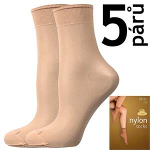 Punčochové ponožky NYLON SOCKS 20 DEN / 5 párů camel uni