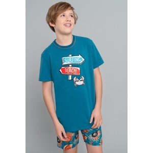 Dětské pyžamo Italian Fashion Krab - krátké Mořská zeleň 12 let