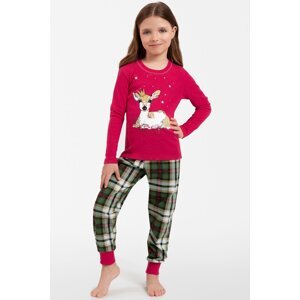 Dívčí pyžamo Italian Fashion Zonda - dlouhé bavlněné Tmavě růžová 12 let
