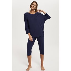 Dámské pyžamo Italian Fashion Song - třičtvrteční Tmavě modrá L