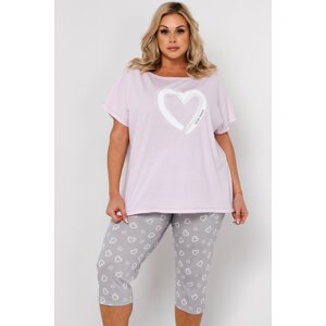 Dámské pyžamo Italian Fashion Noelie - srdce Růžovo-šedá 2XL