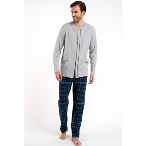 Pánské pyžamo Italian Fashion Jakub - bavlna Šedo-tmavěmodrá L