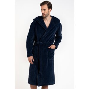 Pánský župan Italian Fashion Zigmund - s kapucí Tmavě modrá M