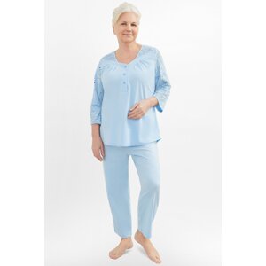 Dámské pyžamo Martel Rozálie - bavlna Světle modrá 3XL