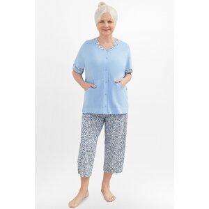 Dámské pyžamo Martel Nikola - propínací bavlněné Světle modrá M