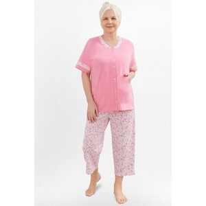 Dámské pyžamo Martel Nikola - propínací bavlněné Světle růžová XL