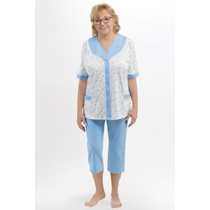 Dámské pyžamo Martel Honorata 211 - bavlna Bílo-modrá 3XL