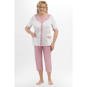 Dámské pyžamo Martel Honorata 211 - bavlna Bílo-růžová 3XL