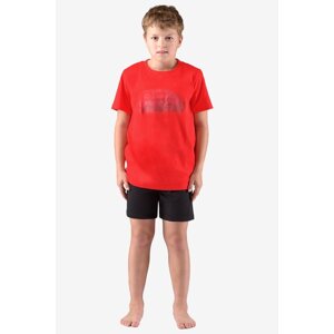 Bavlněné chlapecké pyžamo krátké Gina 69004P Červeno-černá 140-146